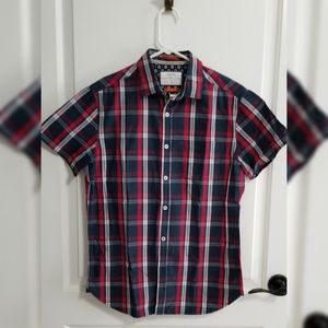 Men's Short Sleeve Plaid Dress Shirt